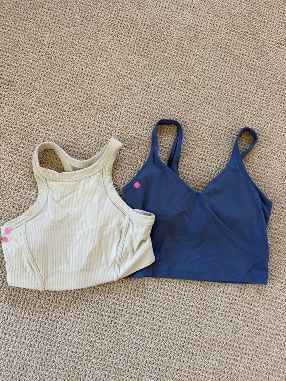 lululemon athletica Ribbed Cream Tank & Navy Bralette Duo